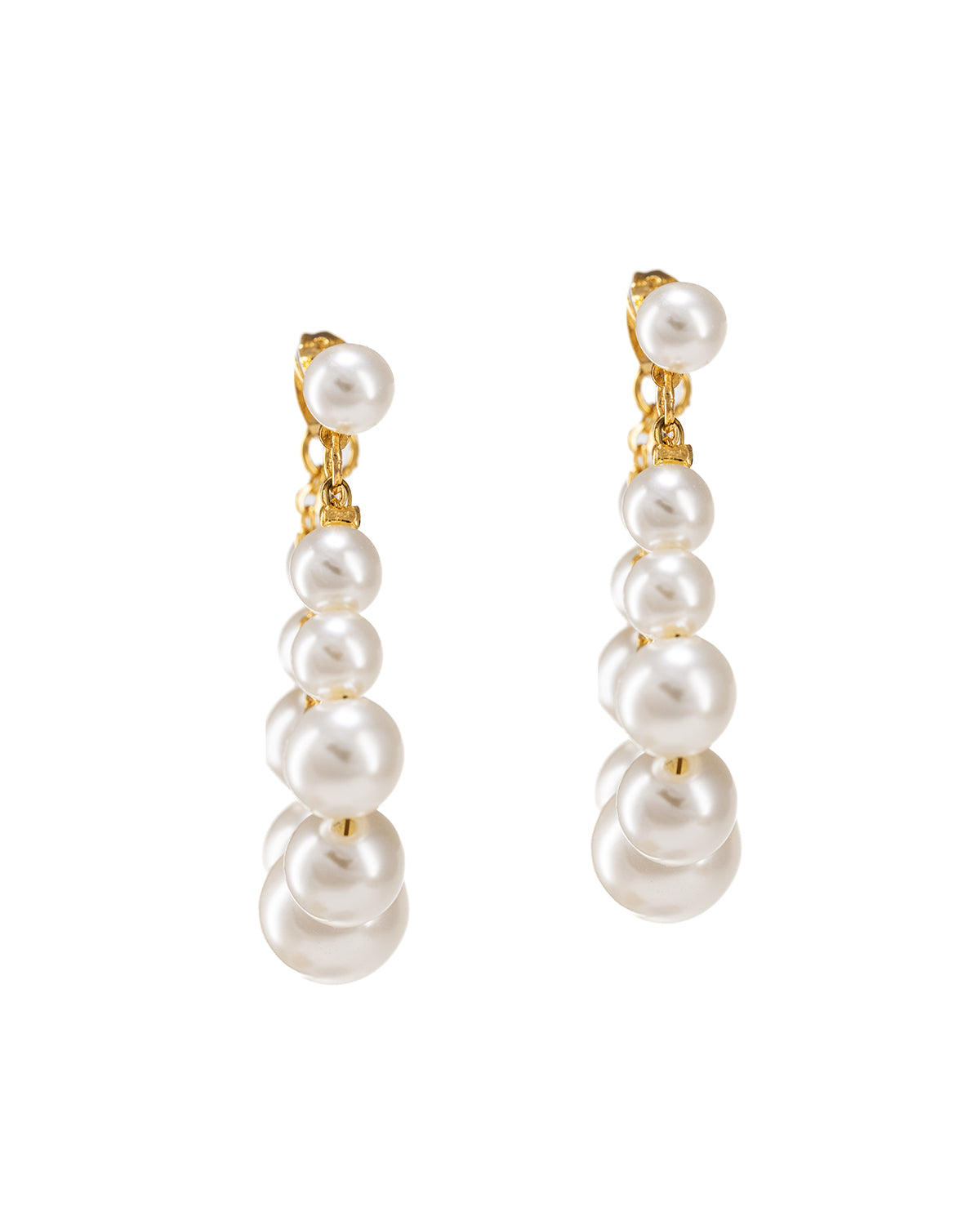 Graduated Pearls on Pearls Dangled Hoop Earrings