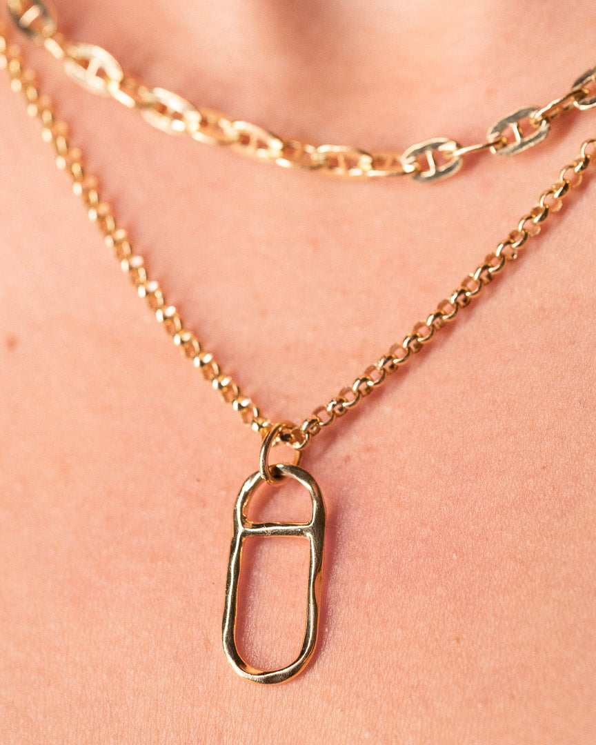 Double Links Pendant Layered Necklace