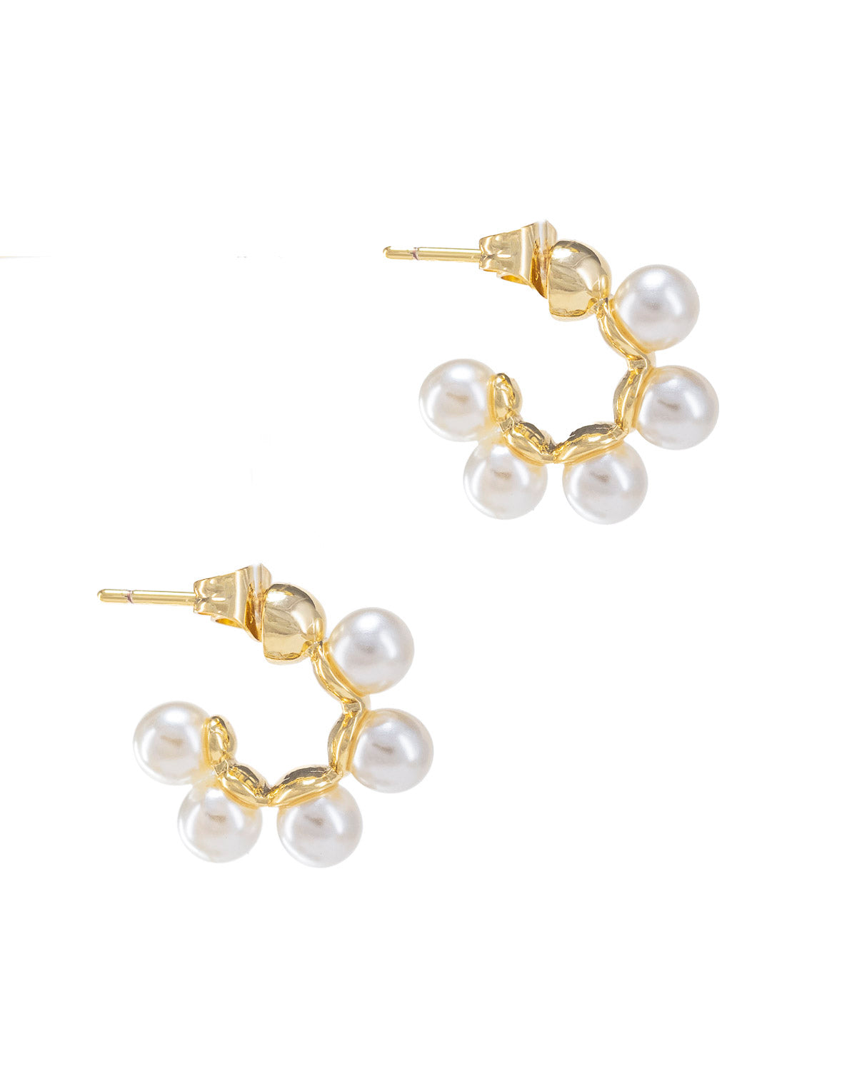 Small Pearls on Pearls Gold Hoop Earrings