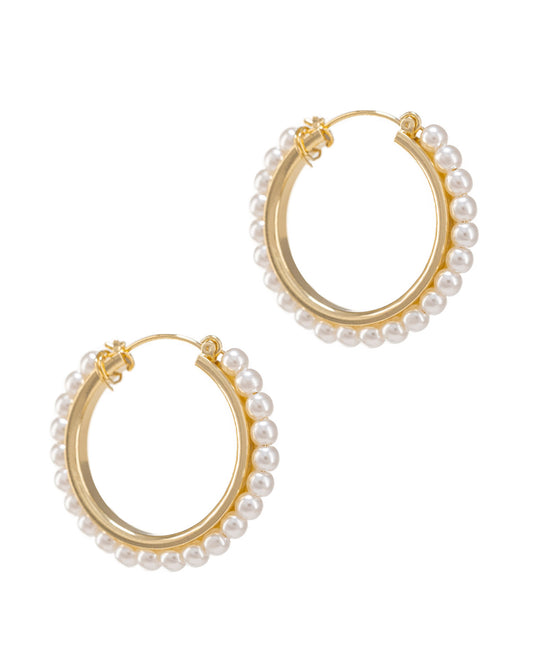 Pearl on Pearl Gold Hoops