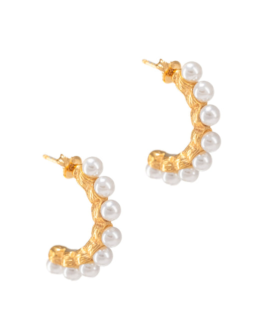 Pearls on Pearls Half Hoop Earrings