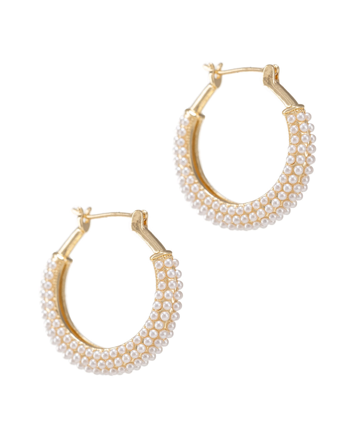 Mini Pearls on Pearls Gold Hoop Earrings