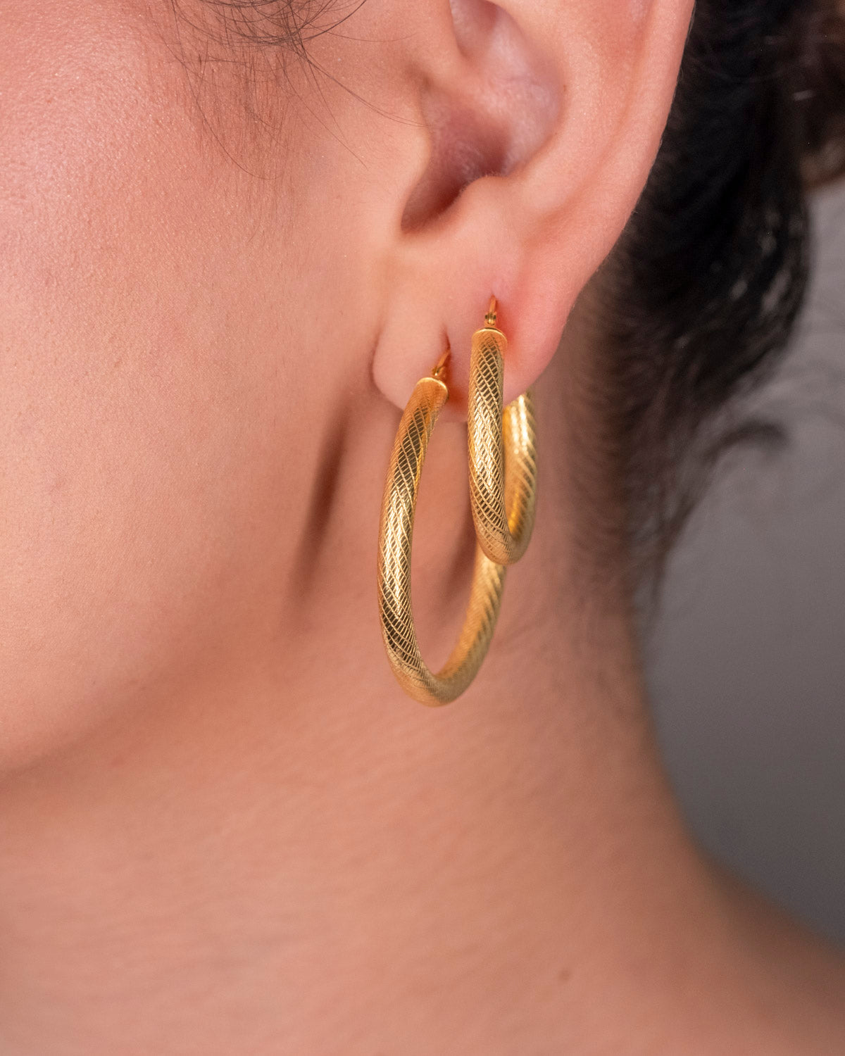 Gold Textured Hoops