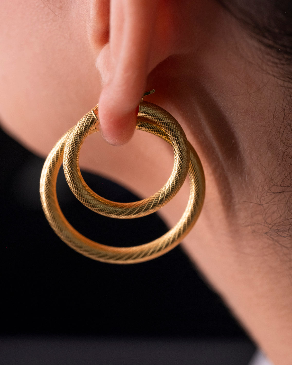 Gold Textured Hoops