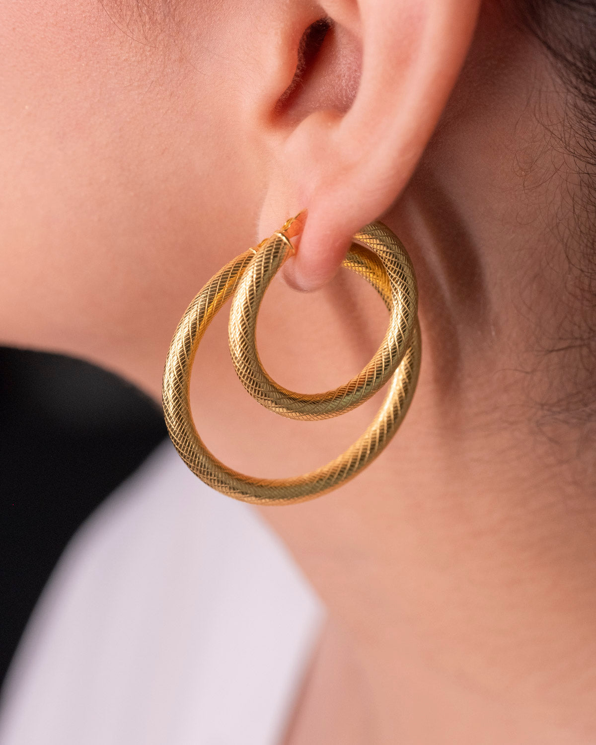 Gold Textured Hoops