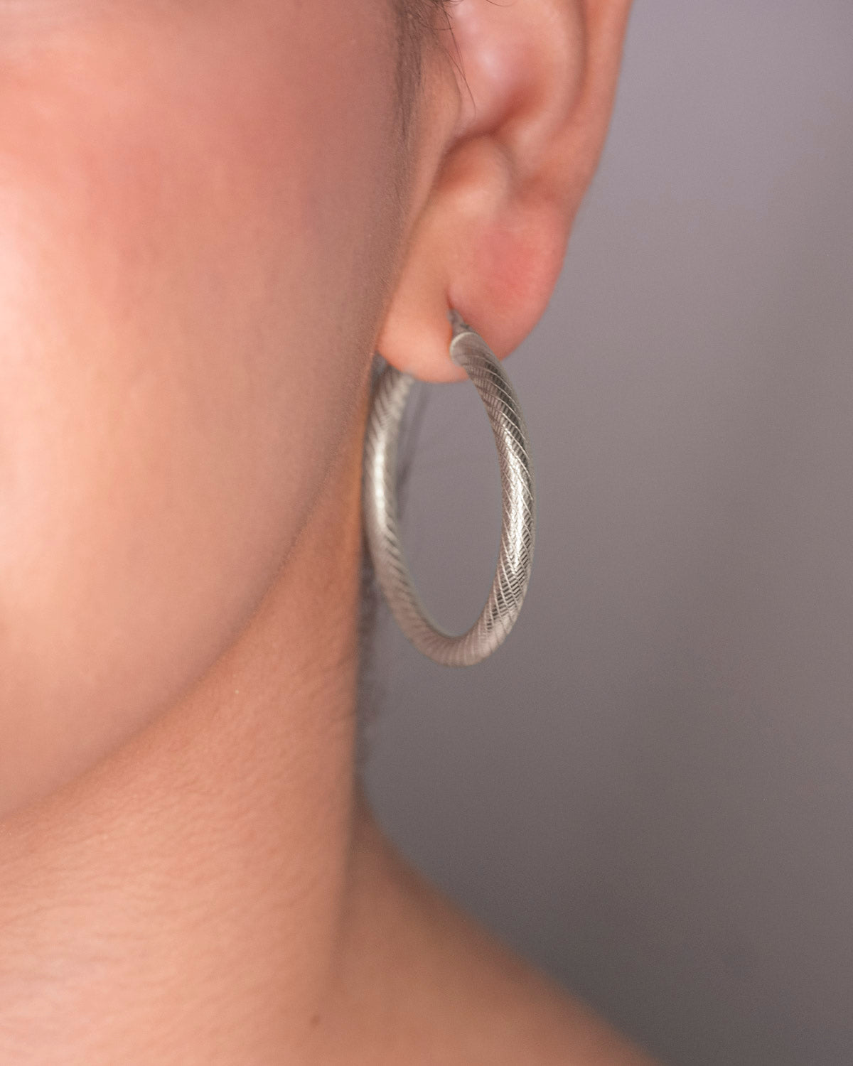 Sterling Silver Textured Hoops