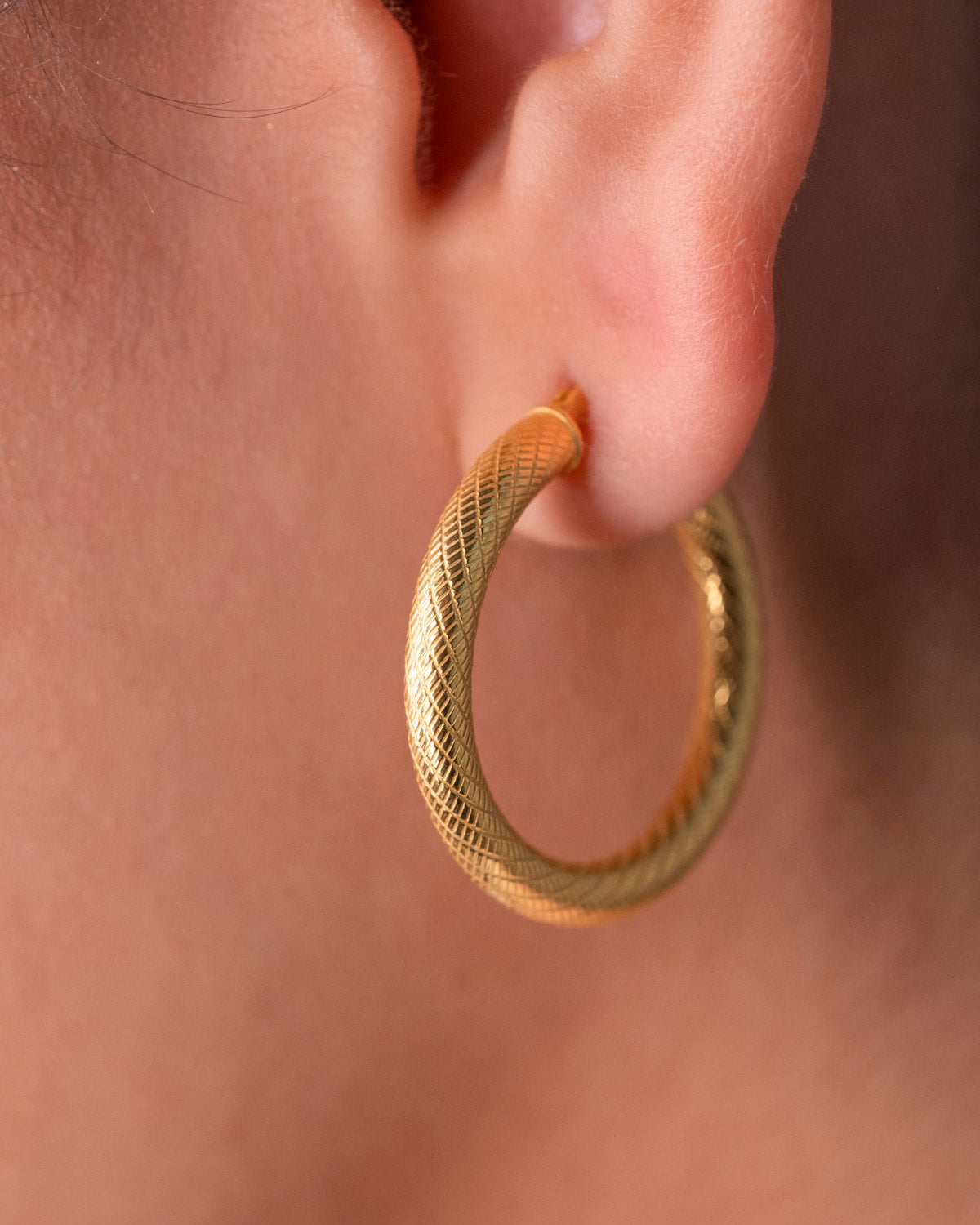 Gold Textured Hoops