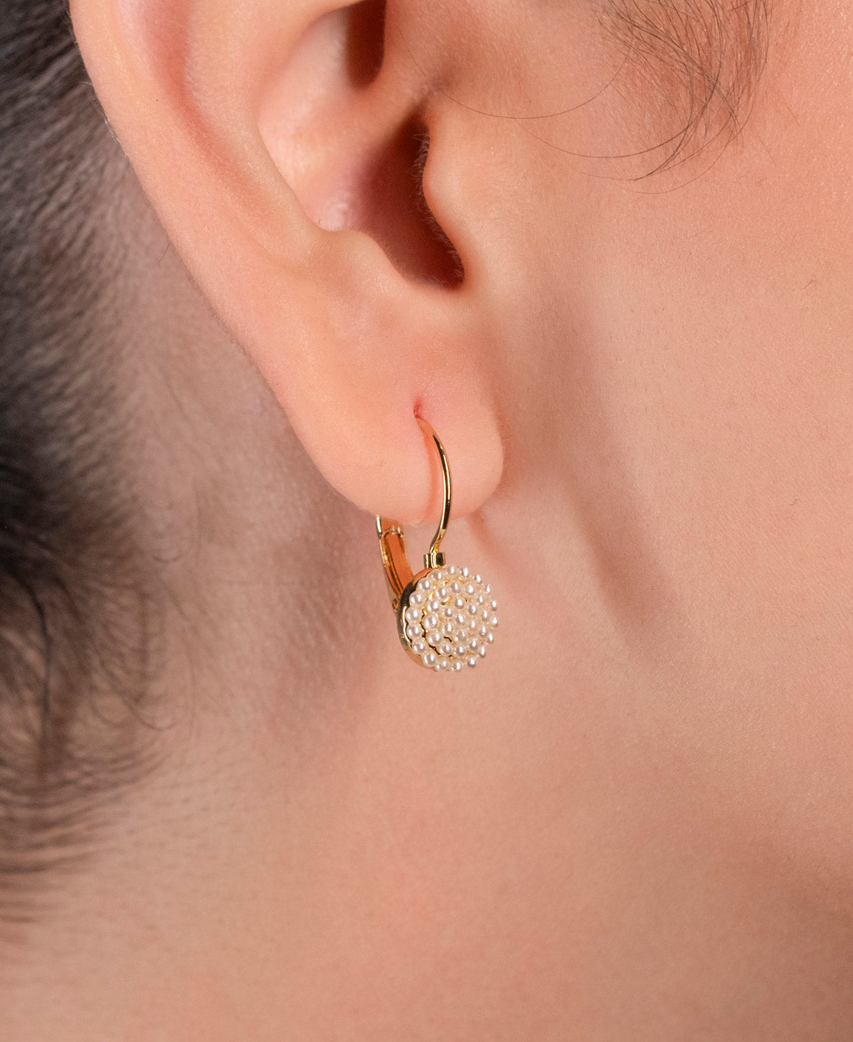 Hanging Mandala Pearls Gold Earrings