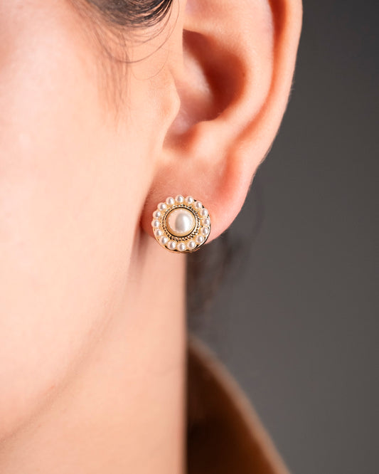 Cosmos Mandala Pearl Earrings