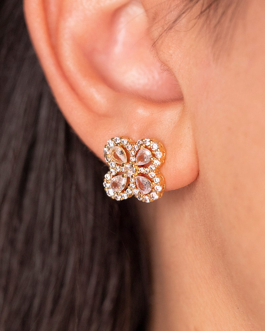 four clove leaf diamond earrings