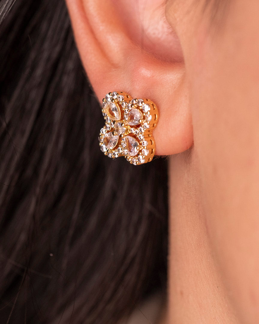 four clove leaf diamond earrings