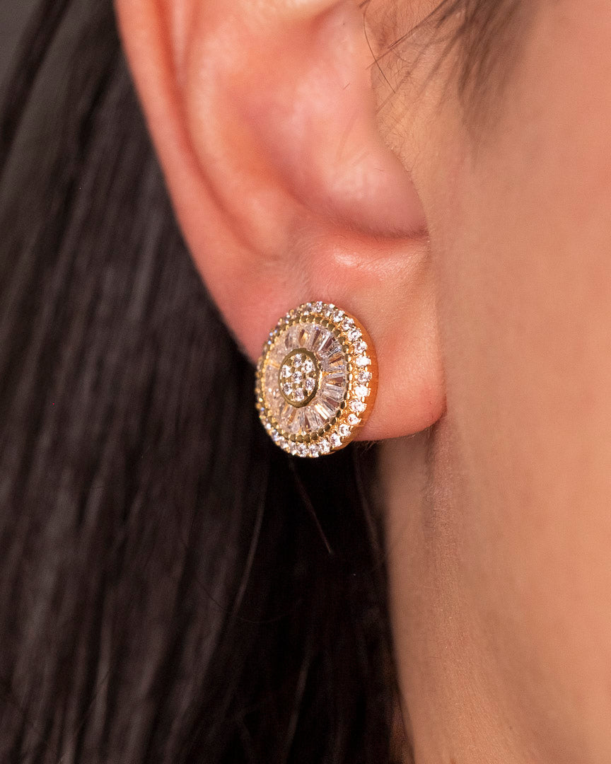 mandala diamond circle earrings