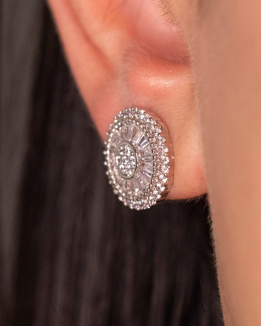 mandala diamond circle earrings